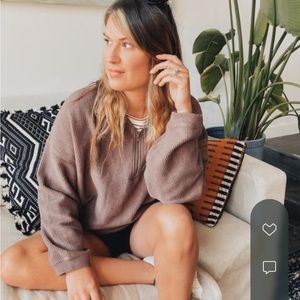 Aerie good vibes corded 1/4 zip